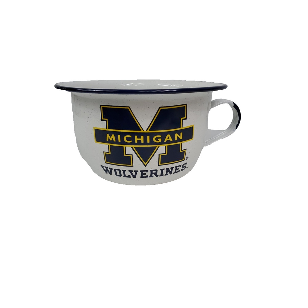 Michigan Wolverines Enamel Pot With Handle Collectible Mancave Item 8.75 Inches